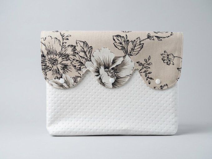 Pochette à livre ALICE - Simili et fleurs