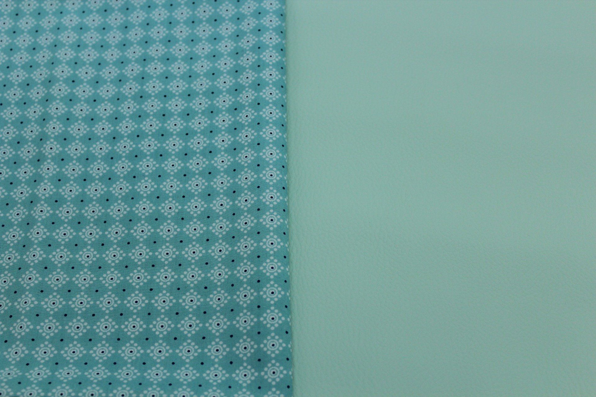 PACK CREATIF - Tissu vert d'eau géométrique + simili 