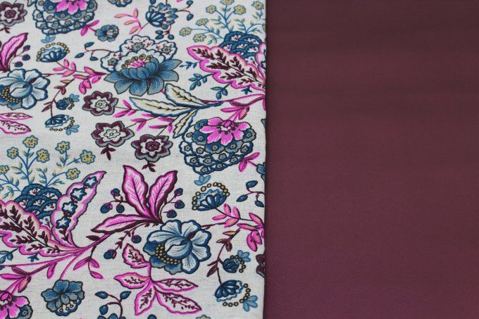 PACK CREATIF - Tissu lin à fleurs + simili