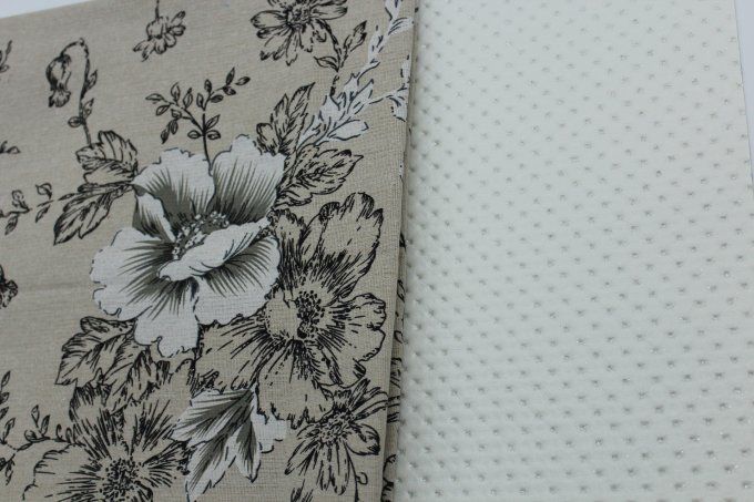 PACK CREATIF - Tissu lin à fleurs blanches + simili